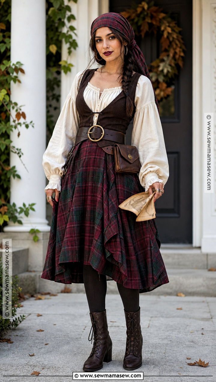 Plaid Skirt Pirate Costume - 30 Simple Pirate Costume Ideas for Women