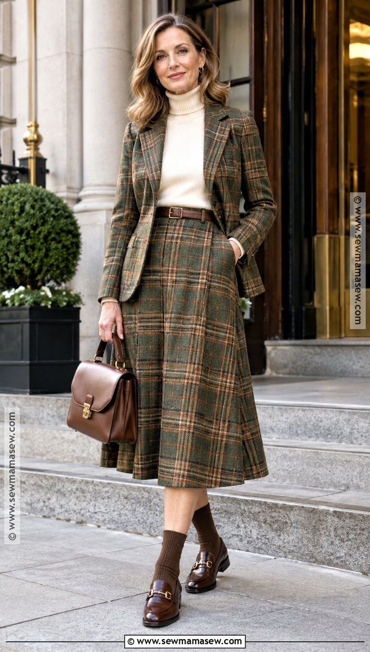 Plaid Skirt Suit and Loafers Outfit - 15 fashion trends 2026 fall winter