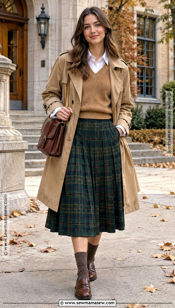 Plaid Skirt With Sweater Vest And Collared Shirt - 25 plaid skirt outfit fall ideas