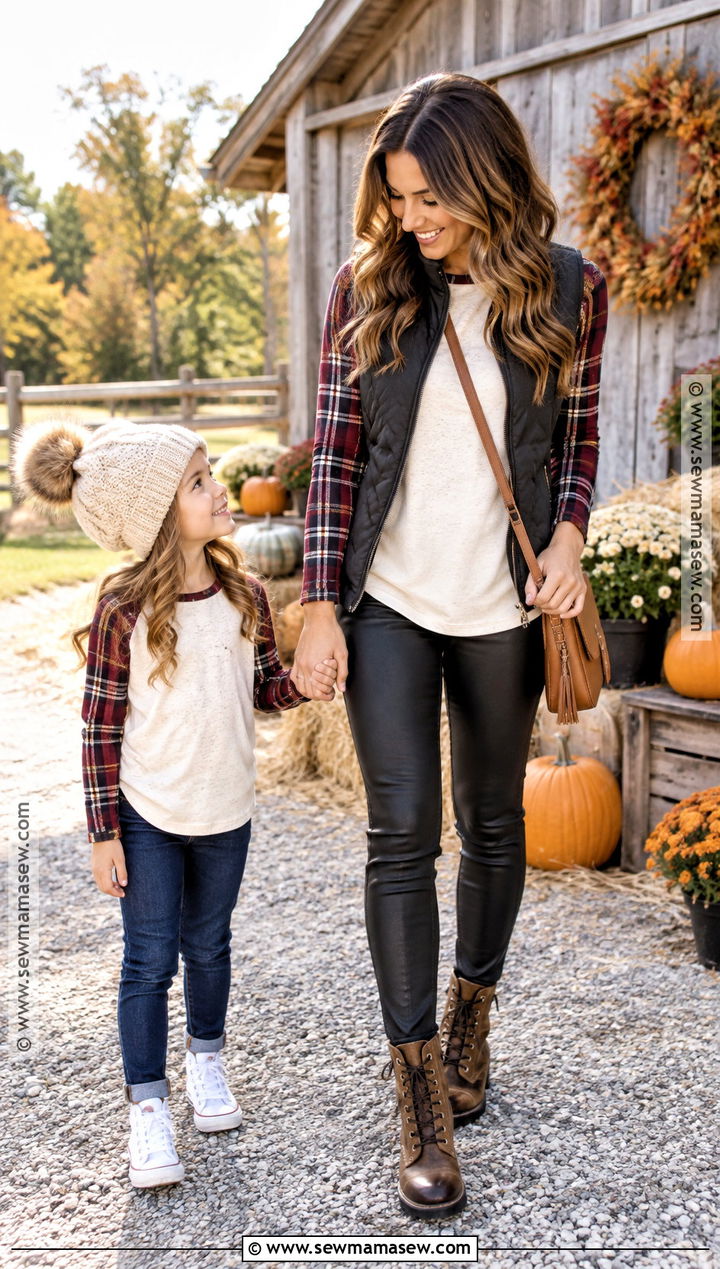 Plaid Sleeve Fall Mommy and Me Shirts - 15 fall mommy and me shirts