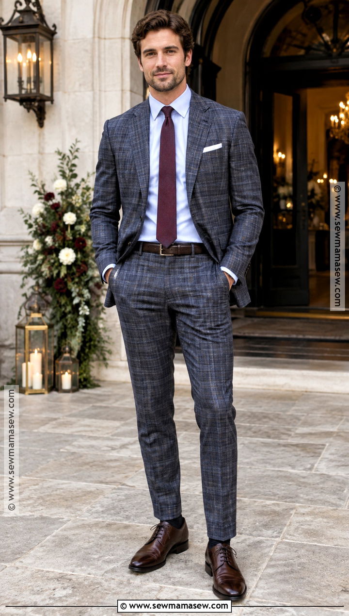 Plaid Suit Fall Wedding Guest Outfit - 15 fall wedding outfit men guest ideas