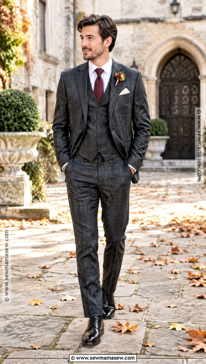Plaid Suit Groom Outfit - 15 groom outfit fall wedding ideas