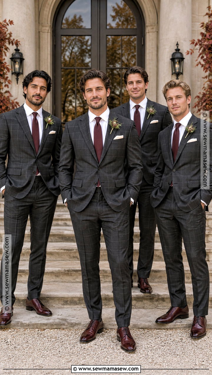 Plaid Suit With Solid Tie Groomsmen Attire - 15 groomsmen fall attire ideas