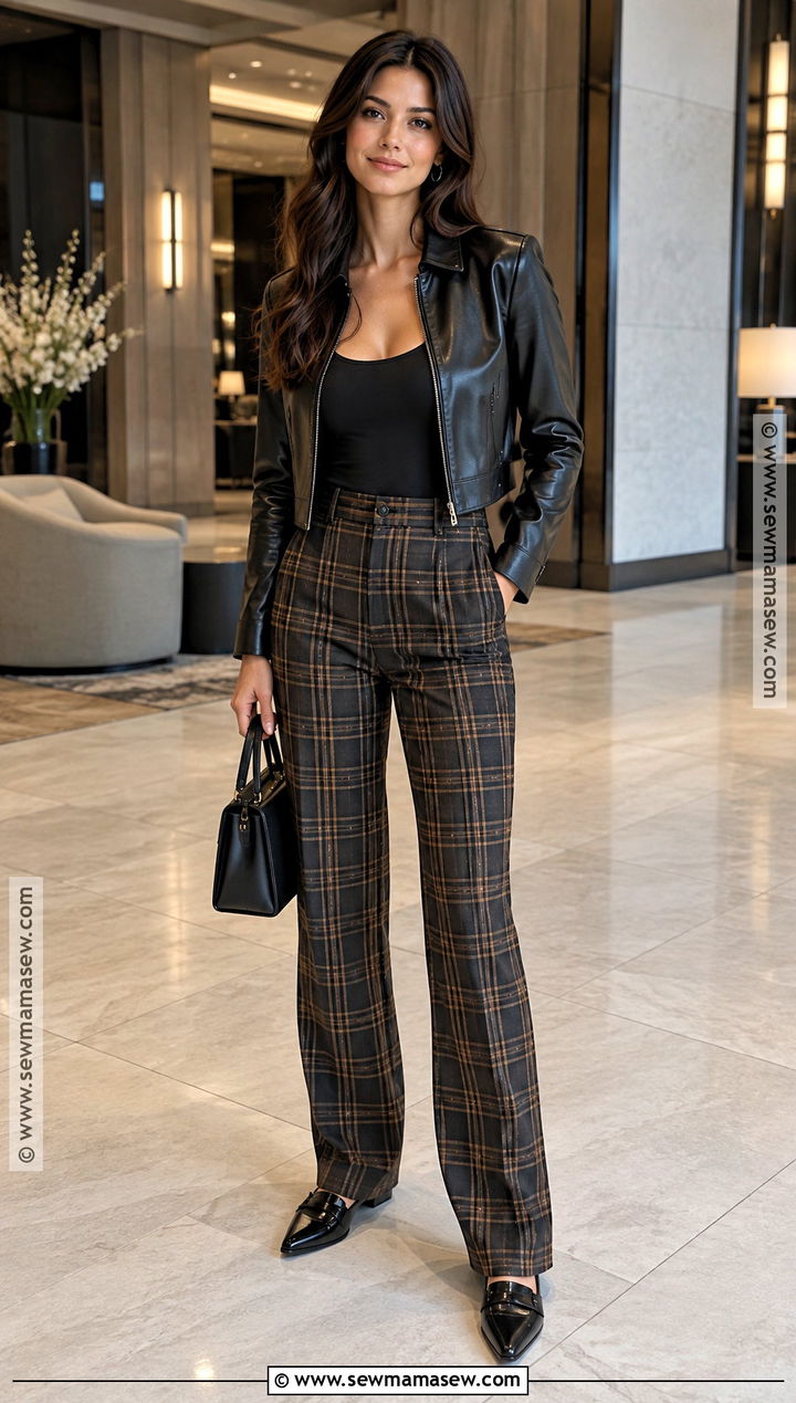 Plaid Trousers Autumn Evening Outfit - 25 autumn evening outfits