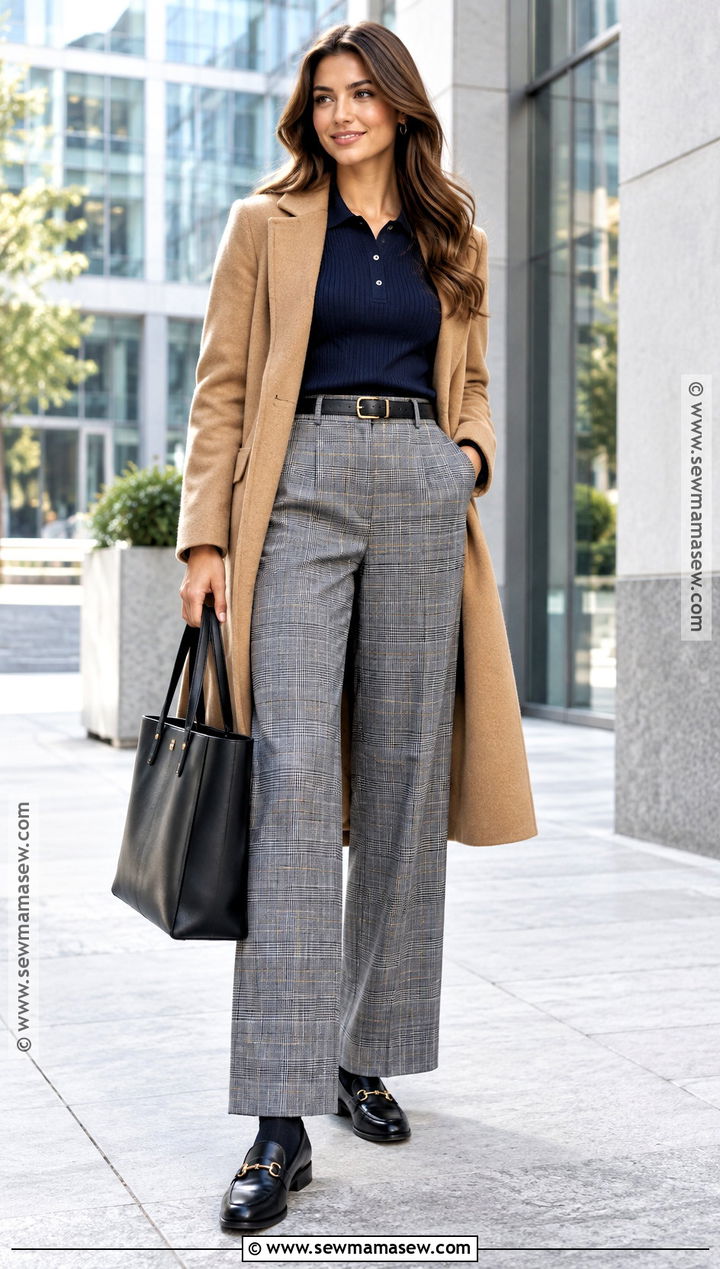 Plaid Trousers With Knit Polo and Loafers - 15 autumn plaid clothing stack ideas