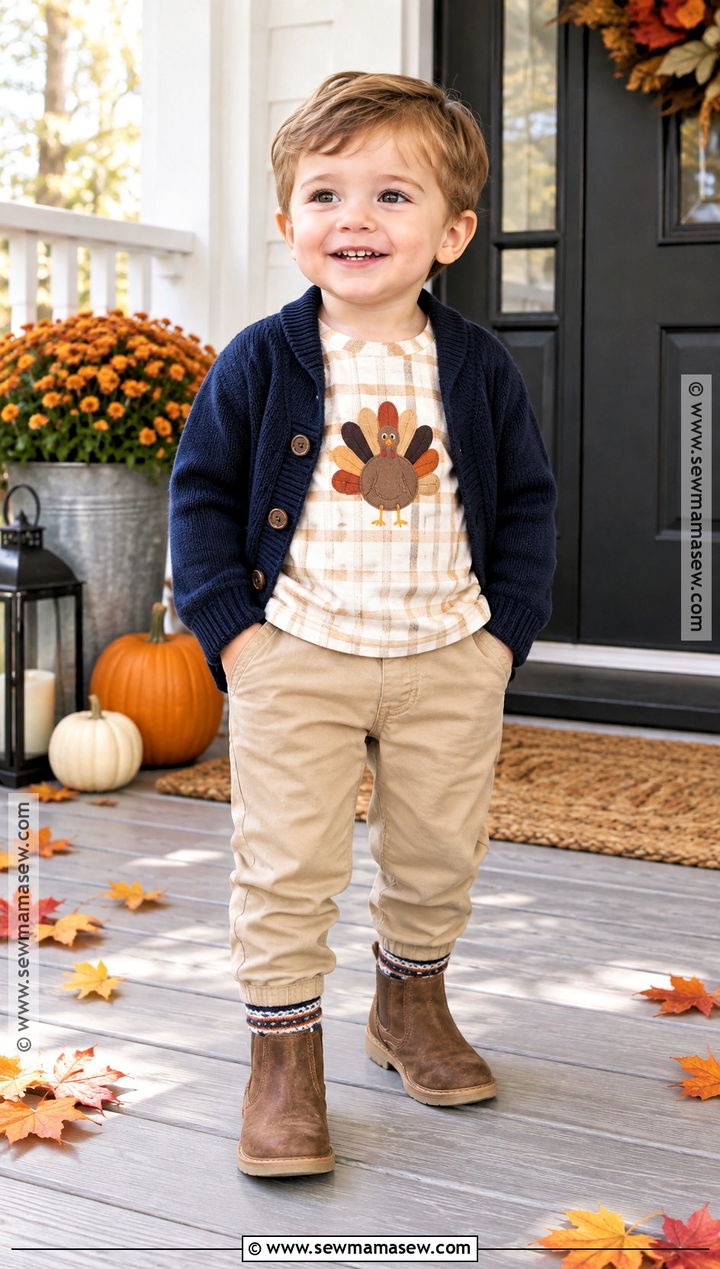 Plaid Turkey Shirt With Khaki Pants - 15 toddler thanksgiving shirts