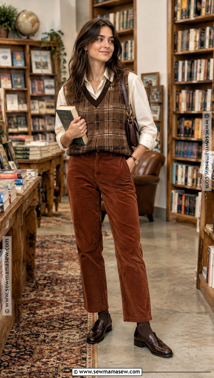 Plaid Vest With Corduroy Pants And Loafers - 15 Fall Fashion Plaid Vest Ideas