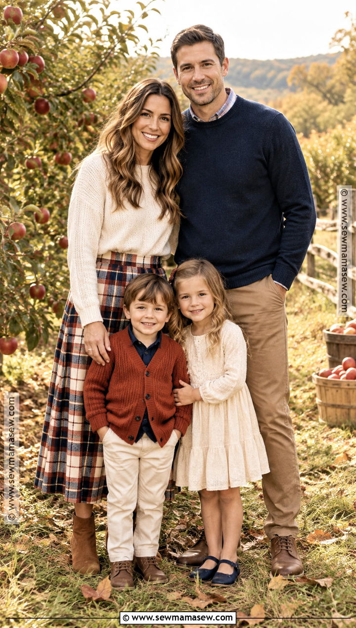 Plaid and Neutral Fall Family Picture Outfits - 20 family of 4 fall picture outfits