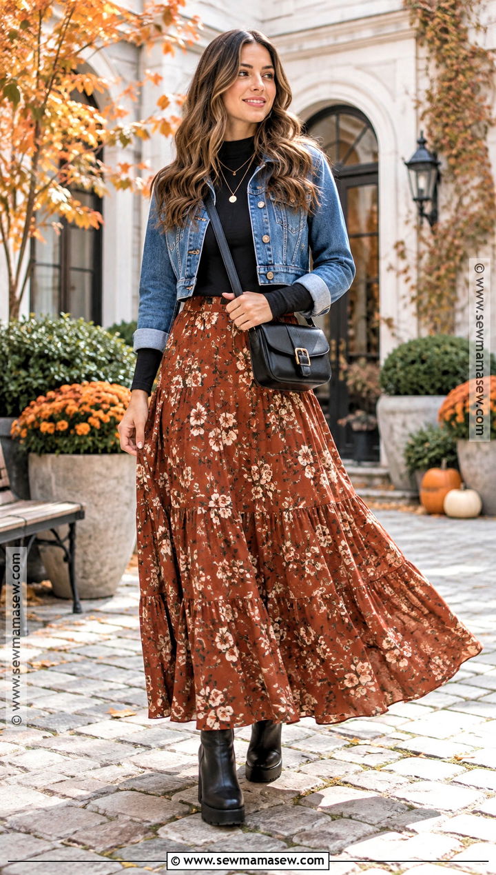 Platform Boots With Maxi Skirt And Denim Jacket - 20 Fall Boots for Women