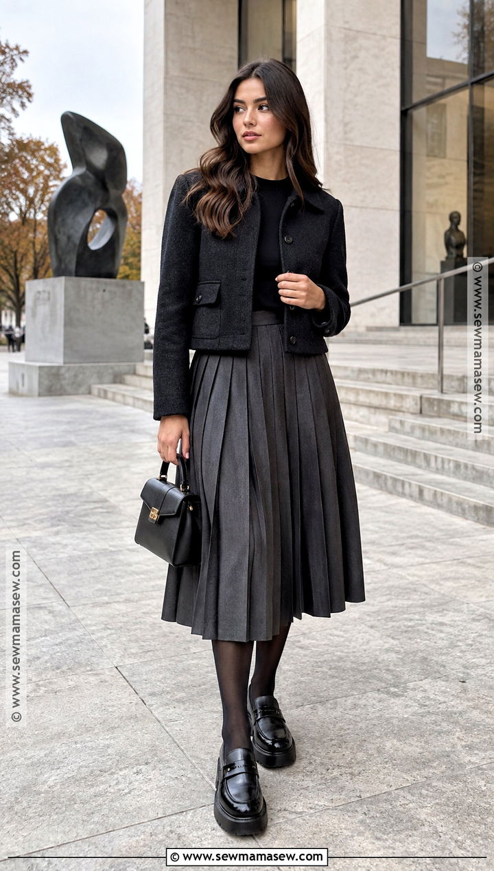 Platform Loafers With Pleated Midi Skirt - 15 shoe trends fall 2026