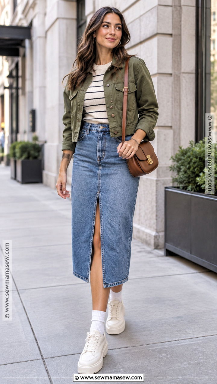 Platform Sneakers With A Denim Midi Skirt - 15 Fall Sneakers 2026 for Women