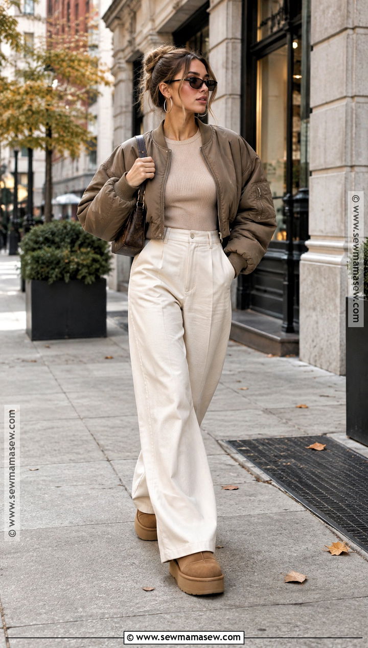 Platform UGG Boots With Wide Leg Pants - 15 ugg boots fall outfits