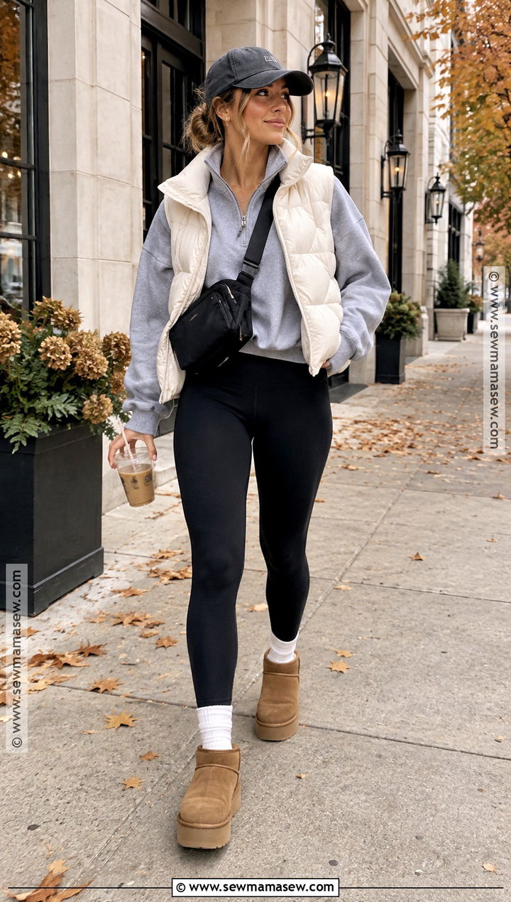 Platform UGGs With Black Leggings - 25 fall outfits uggs