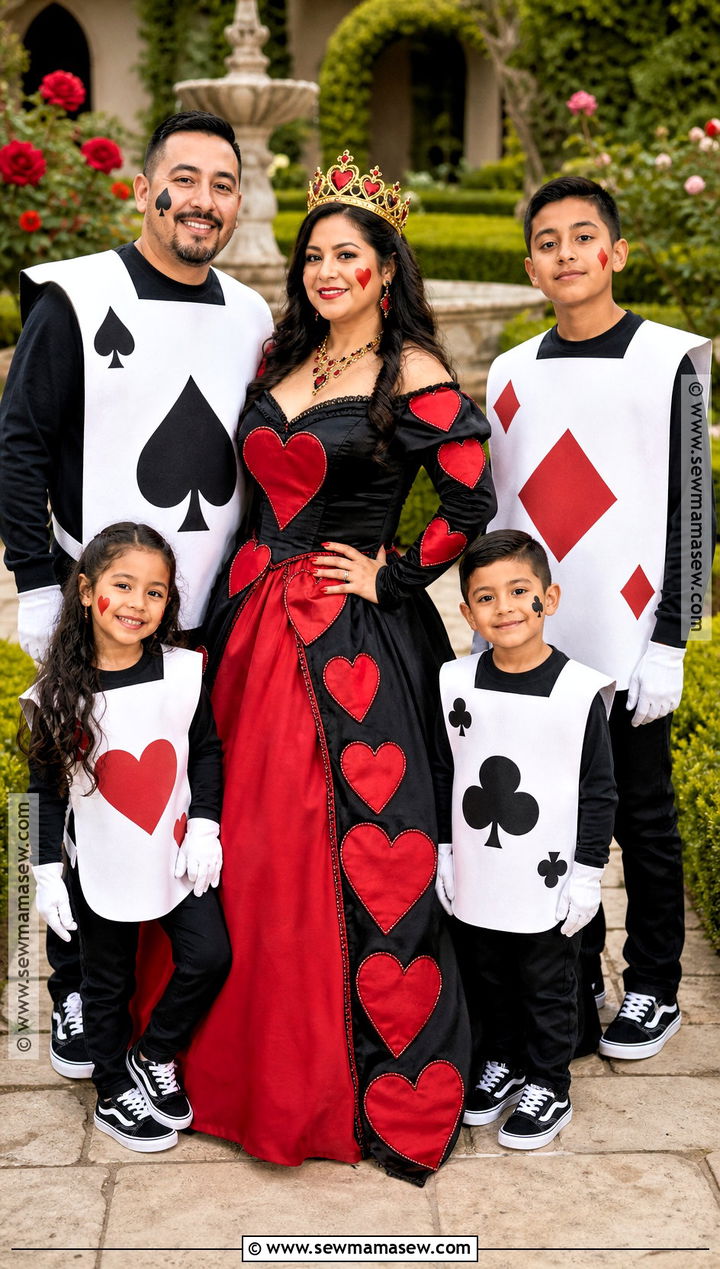 Playing Card Soldiers And Queen Family Costume - 30 alice in wonderland family costumes