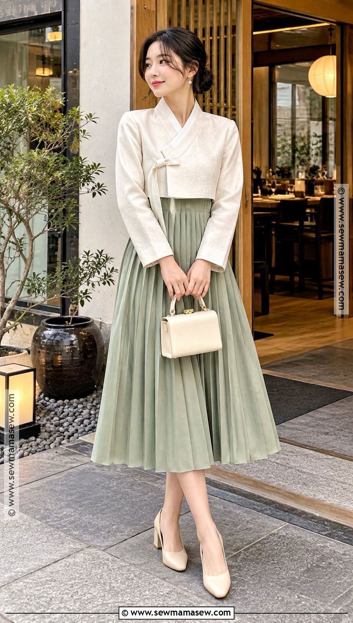 Pleated Dress And Jeogori Jacket Outfit - 15 korean thanksgiving outfits