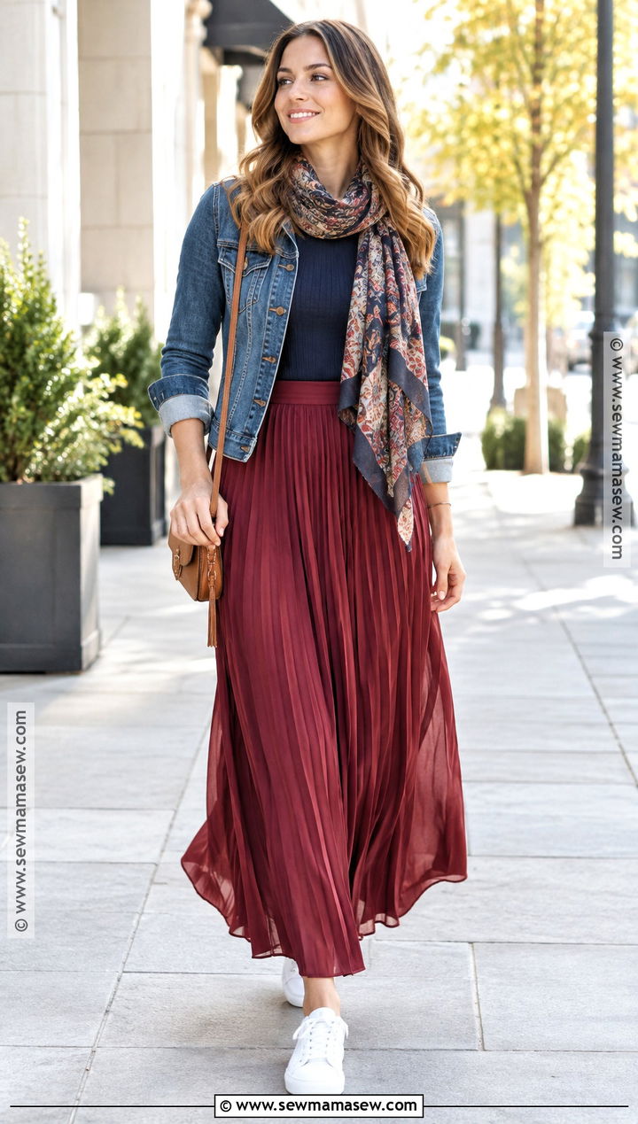 Pleated Maxi Autumn Skirt Outfit - 20 autumn skirts