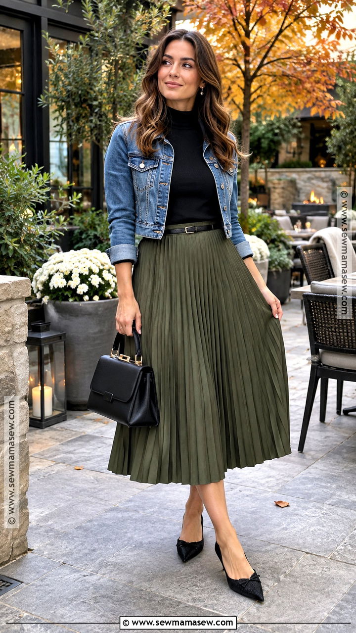 Pleated Midi Skirt Fall Brunch Outfit - 20 Fall Outfits Brunch