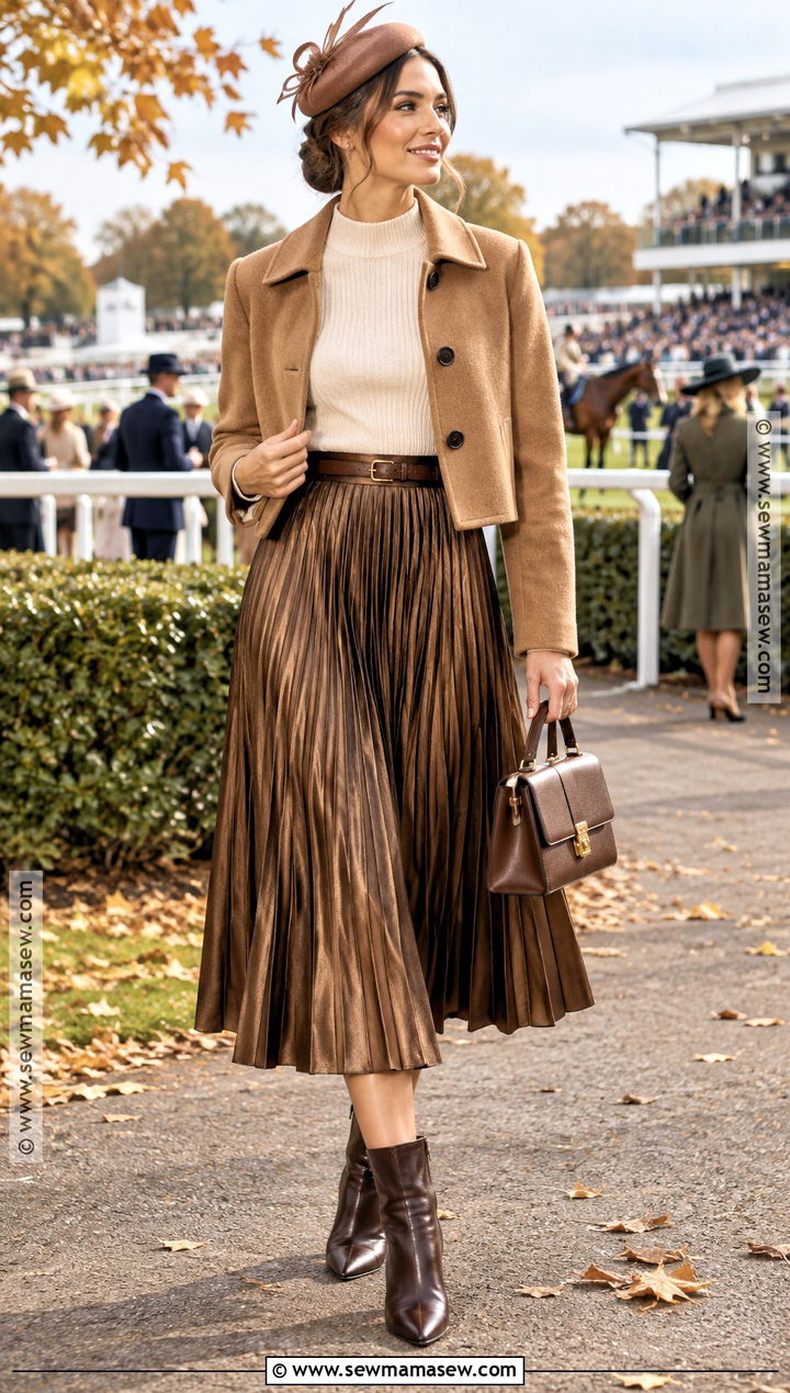 Pleated Midi Skirt Fall Horse Race Outfit - 20 Fall Horse Race Outfit Ideas