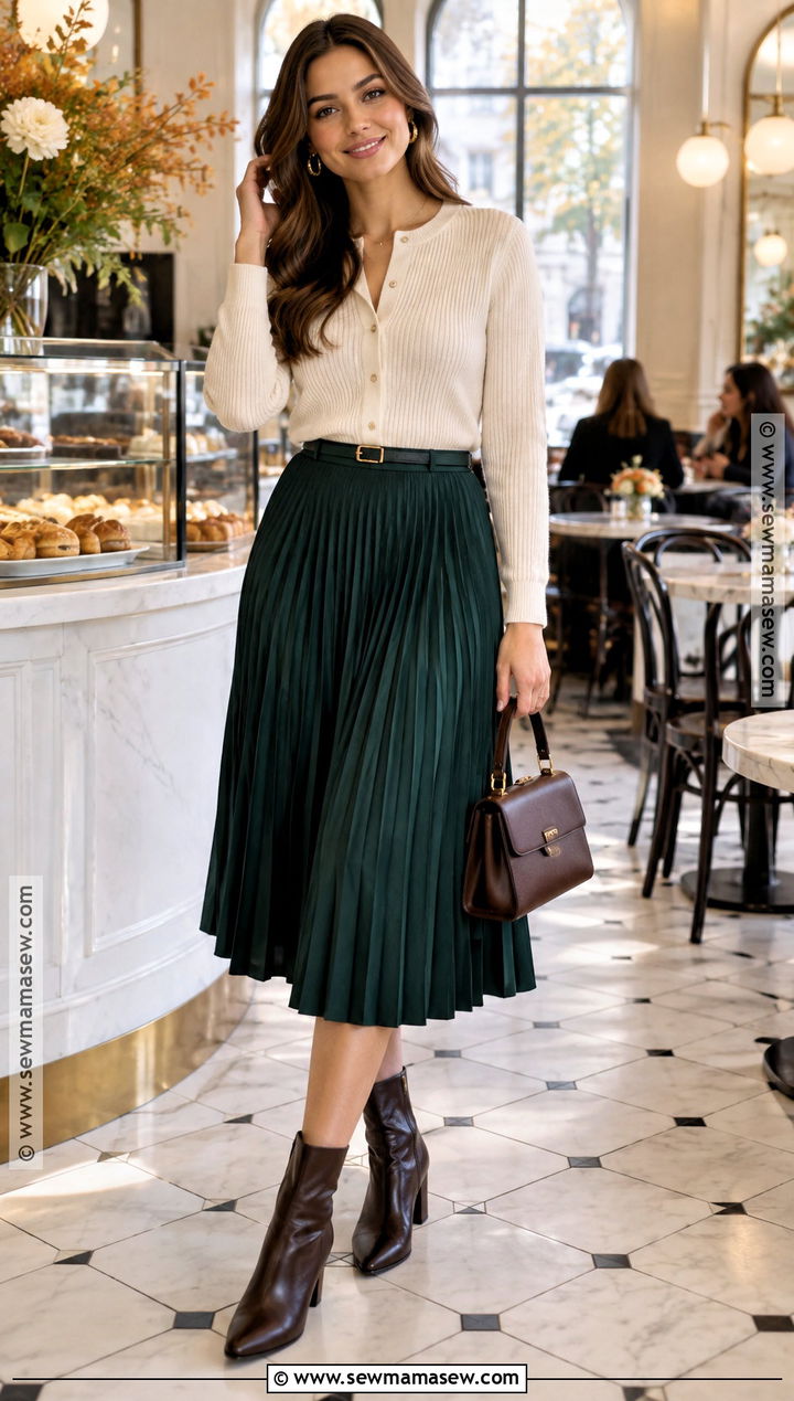 Pleated Skirt And Fitted Cardigan Birthday Outfit - 25 october birthday outfit ideas for women