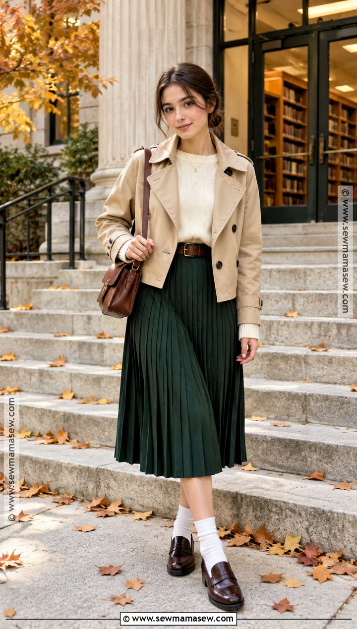 Pleated Skirt And Loafers Autumn Outfit - 15 autumn aesthetic outfit ideas 2026