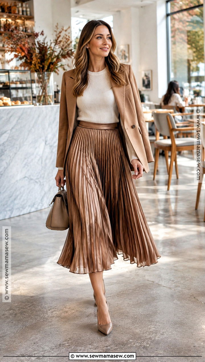 Pleated Skirt And Sweater Fall Bridal Shower Outfit - 15 bridal shower fall outfit ideas