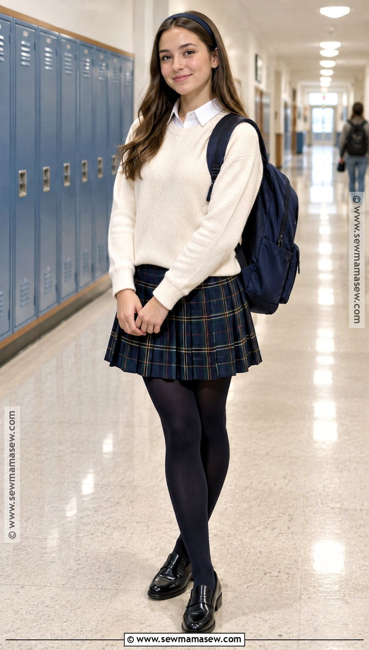 Pleated Skirt And Sweater School Outfit - 20 Girl Back To School Outfits