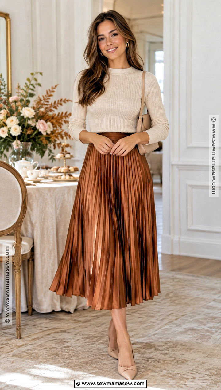 Pleated Skirt Fall Baby Shower Guest Outfit - 25 baby shower outfit for guest fall ideas