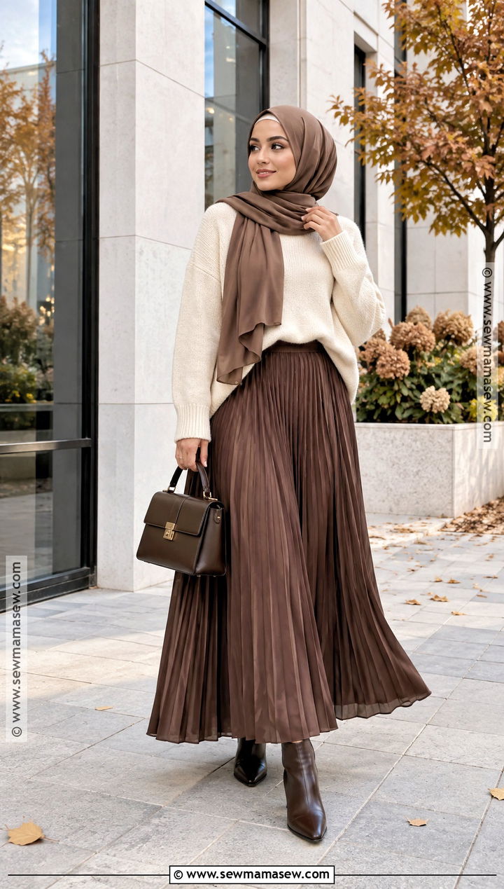 Pleated Skirt Fall Hijab Outfit - 15 fall hijab style ideas