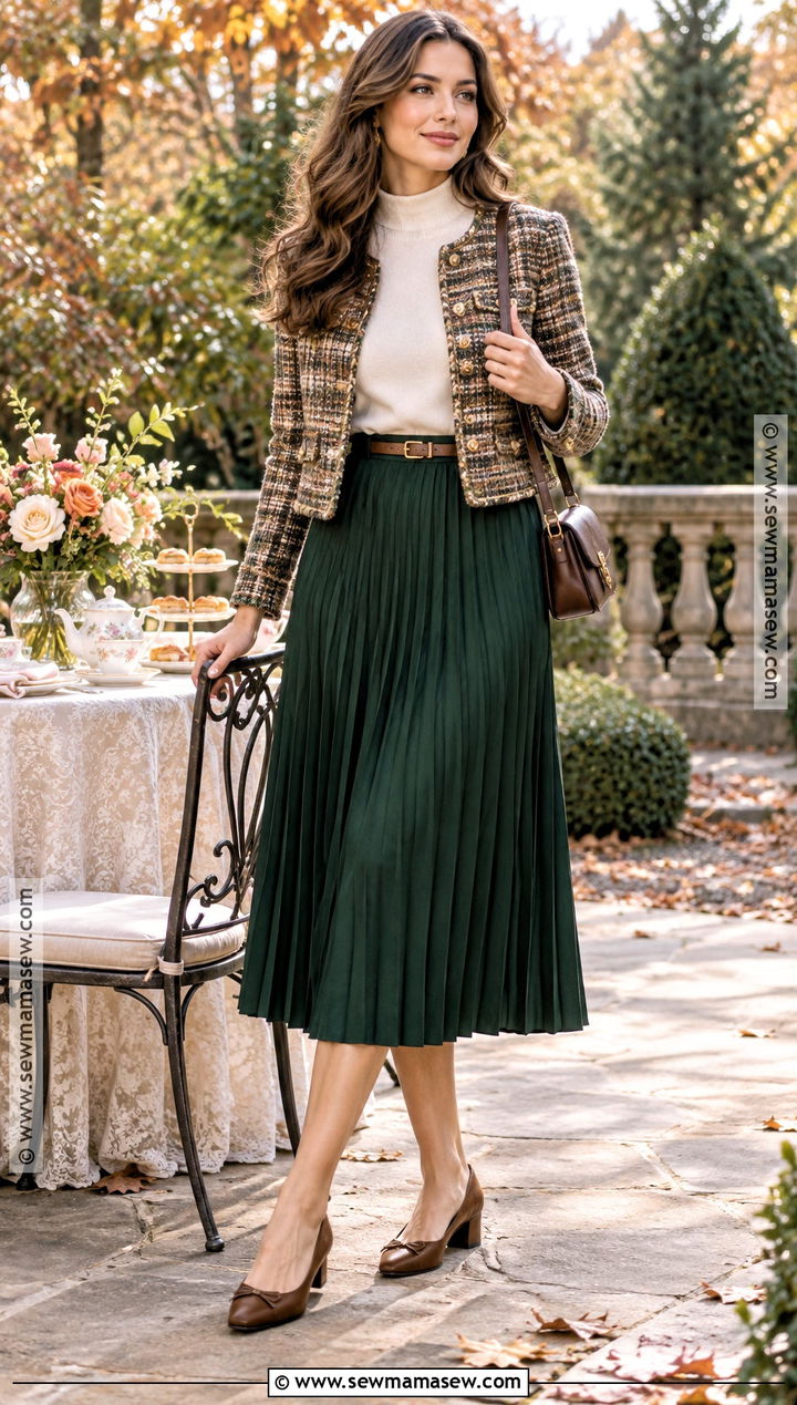Pleated Skirt Fall Tea Party Outfit - 25 fall tea party outfit ideas