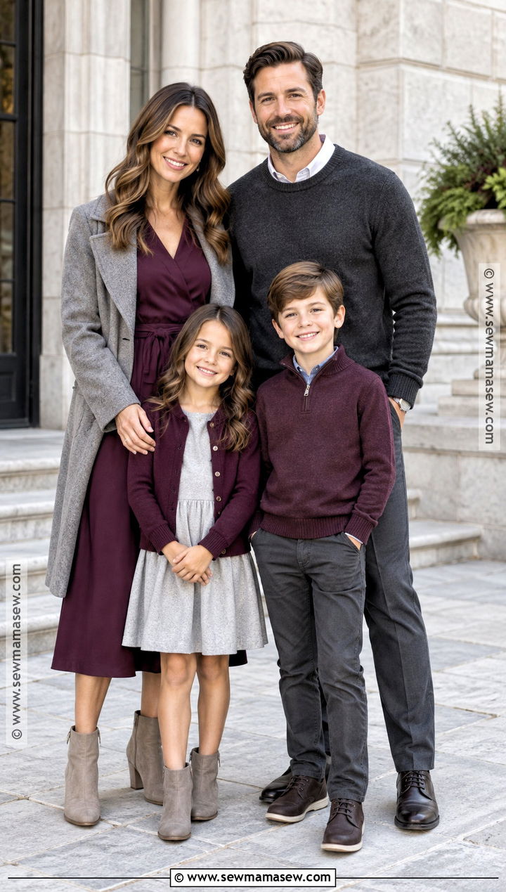 Plum And Charcoal Fall Family Picture Outfit - 15 clothes for fall family pictures