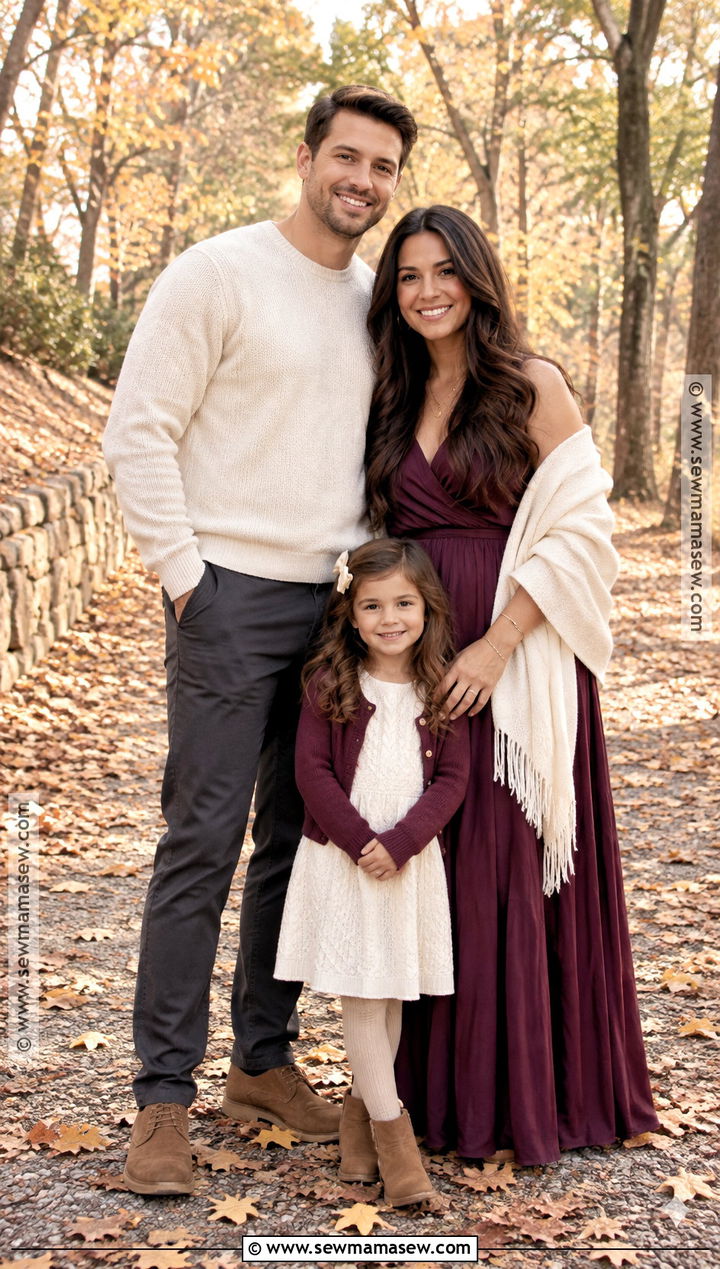 Plum And Cream Family Fall Picture Outfits - 15 cute family fall picture outfits