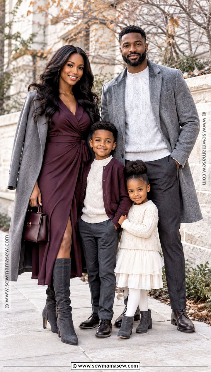 Plum And Gray Fall Family Outfits - 15 fall photoshoot outfits family black