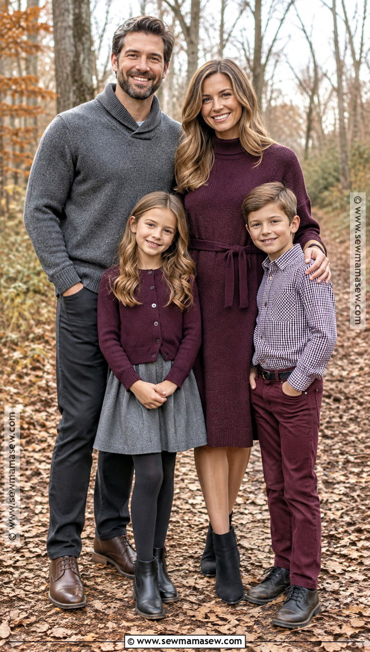 Plum And Gray Fall Family Photo Outfits - 15 fall family photos outfits 2026