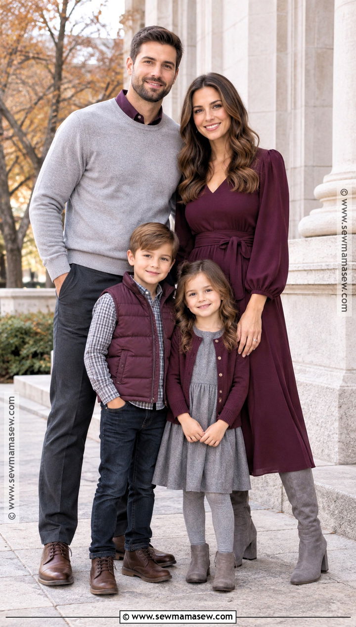 Plum And Gray Fall Family Photo Outfits - 15 Family Photoshoot Outfit Ideas Fall