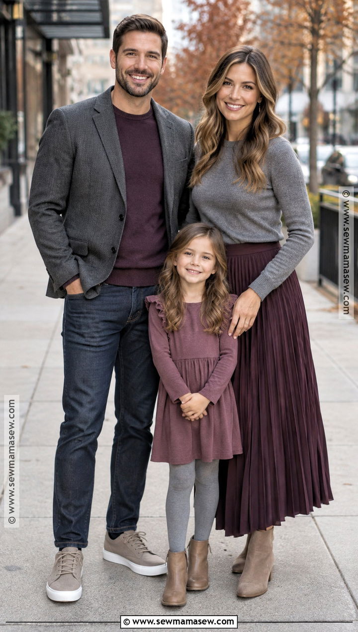Plum And Gray Fall Family Photo Outfits - 15 family pics fall outfits