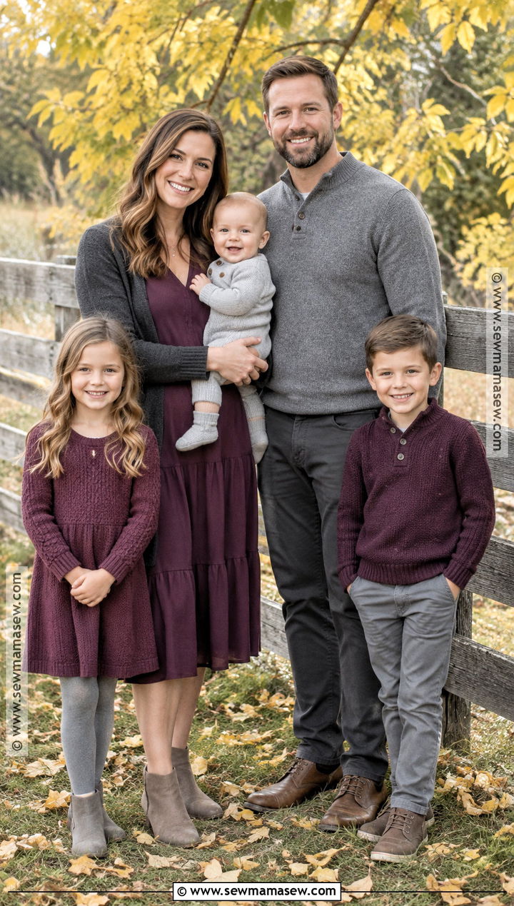 Plum And Gray Fall Family Photo Outfits - 20 outdoor family photo outfits fall
