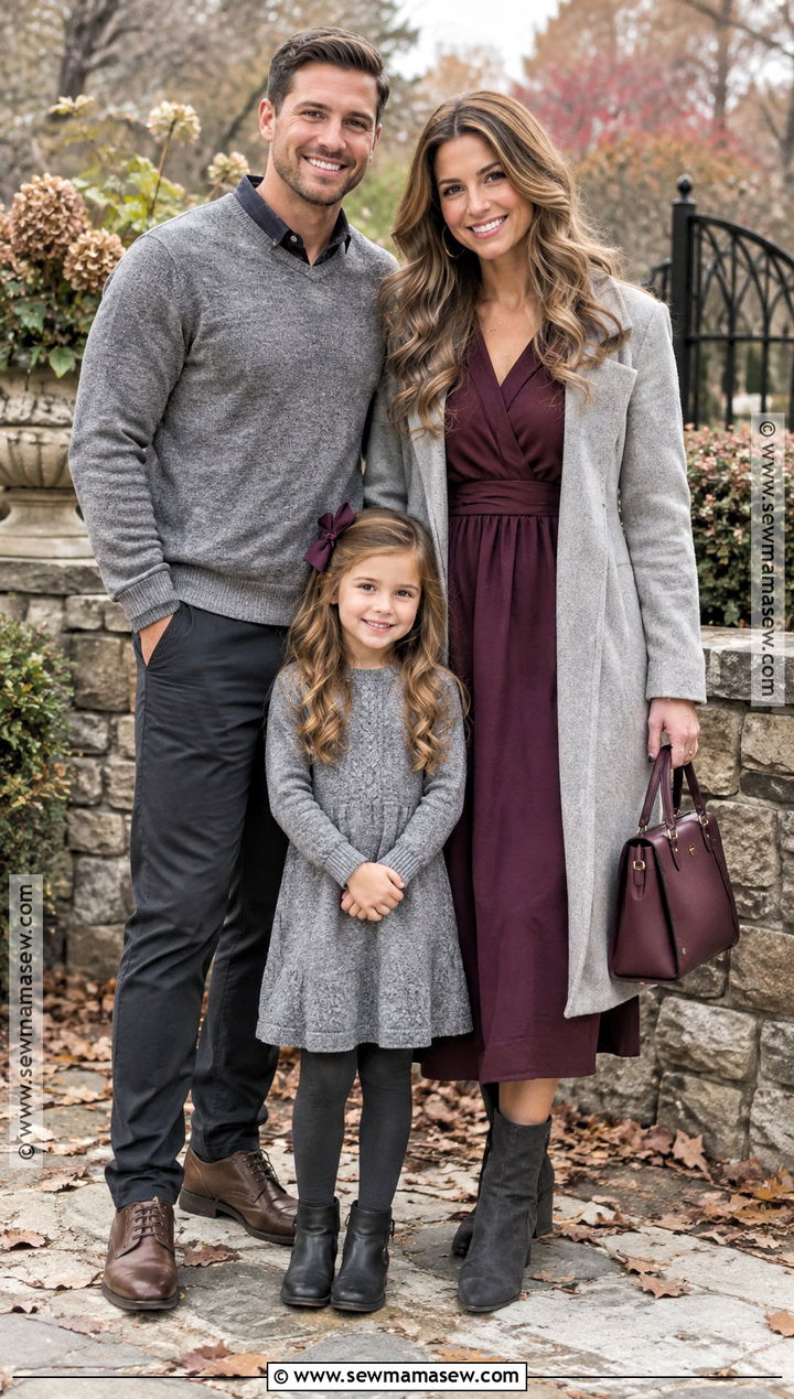 Plum And Gray Fall Family Photo Outfits - 15 fall family photo style guide ideas