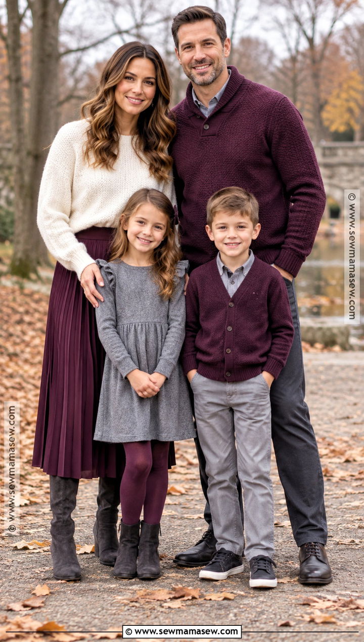 Plum And Gray Fall Family Picture Outfits - 15 Fall Clothing Ideas For Family Pictures
