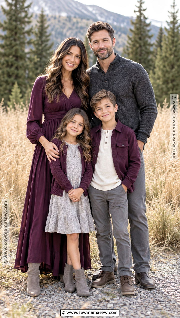 Plum And Gray Fall Family Session Outfit - 15 fall session outfits for family