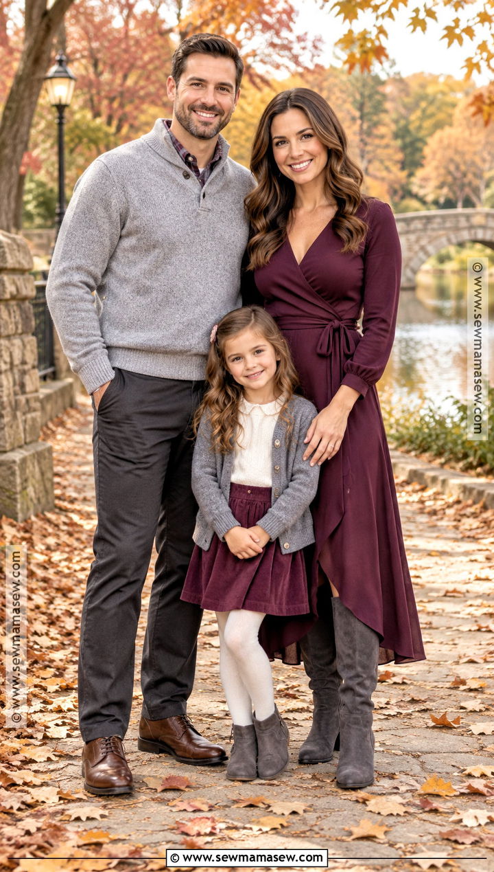 Plum And Gray Family Portrait Outfit - 20 Fall Family Portraits Outfits