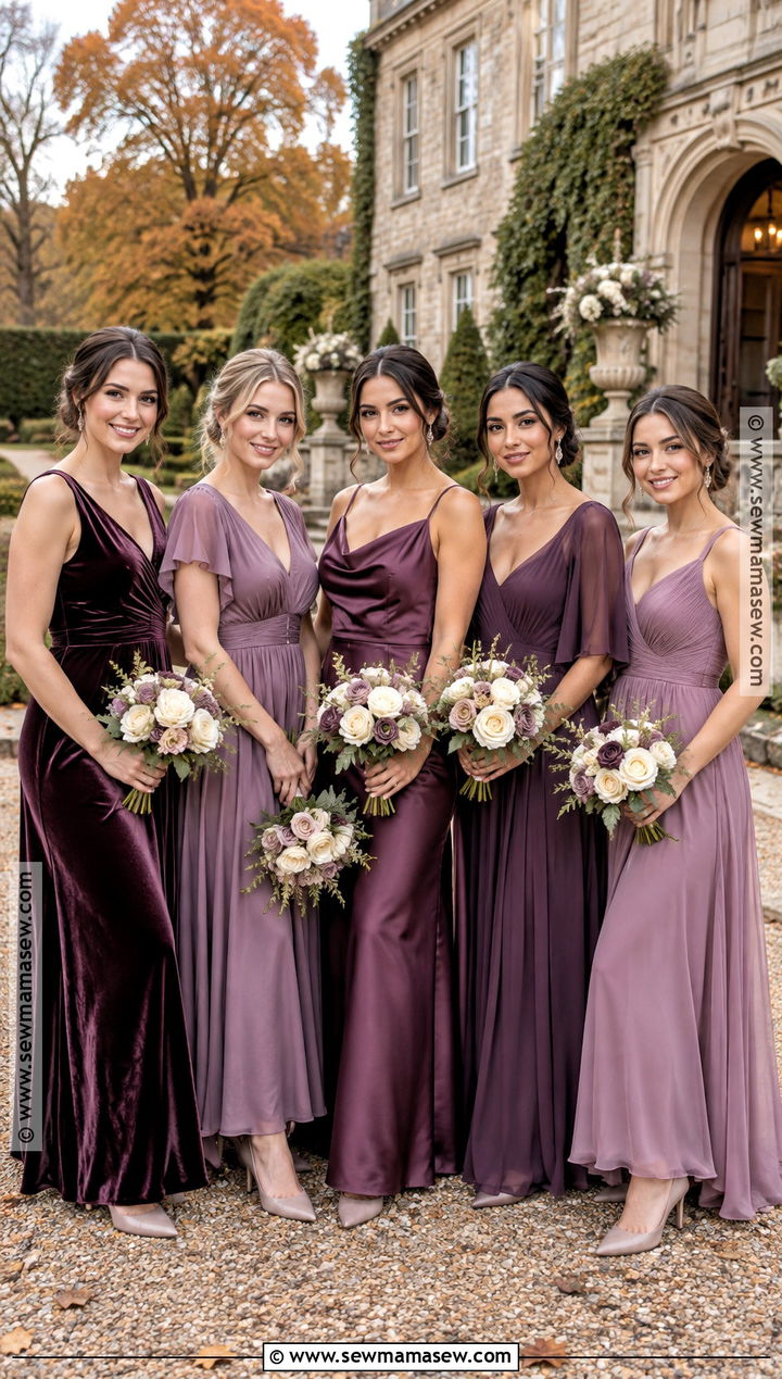 Plum And Mauve Bridesmaid Dresses - 15 Autumn Wedding Colors Palette Bridesmaid Dresses