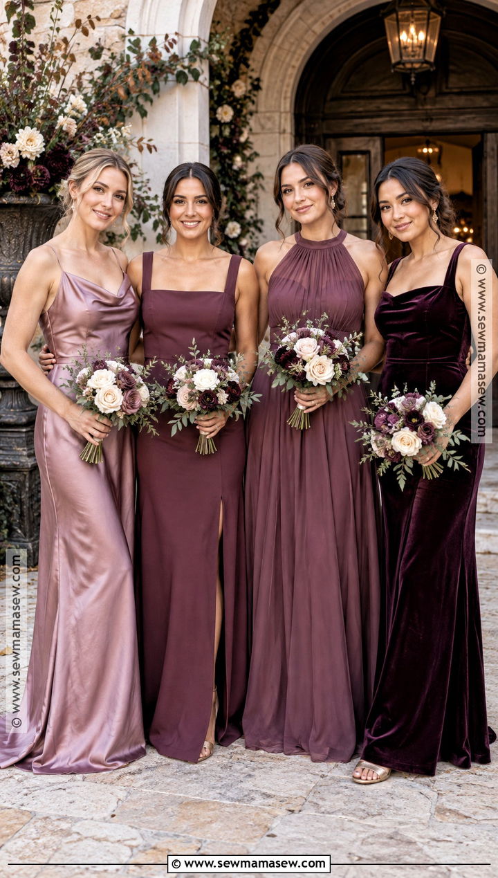 Plum And Mauve Mismatch Bridesmaid Dresses - 15 Fall Mismatch Bridesmaid Dresses