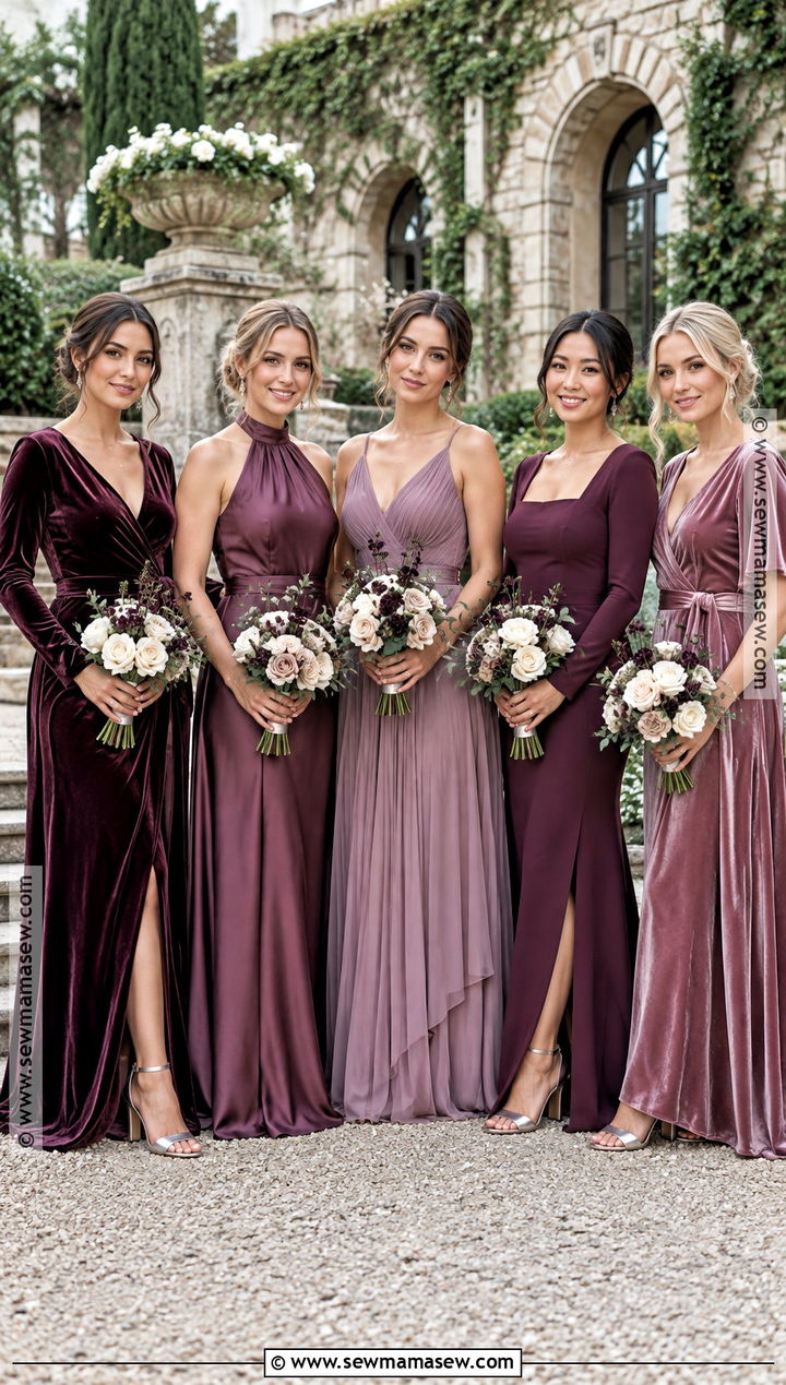 Plum And Mauve Mismatched Bridesmaid Dresses - 20 fall bridesmaid dresses mismatched