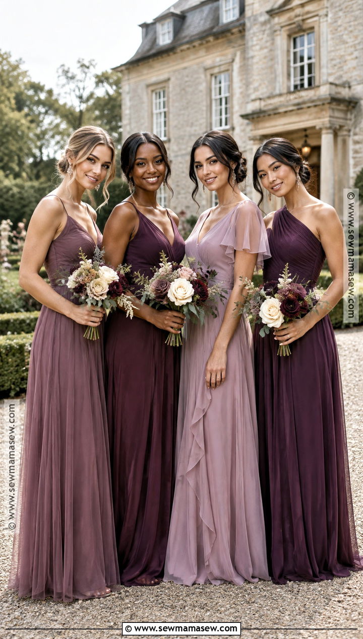 Plum And Mauve Mismatched Bridesmaid Dresses - 15 Autumn Bridesmaid Dresses Mismatched