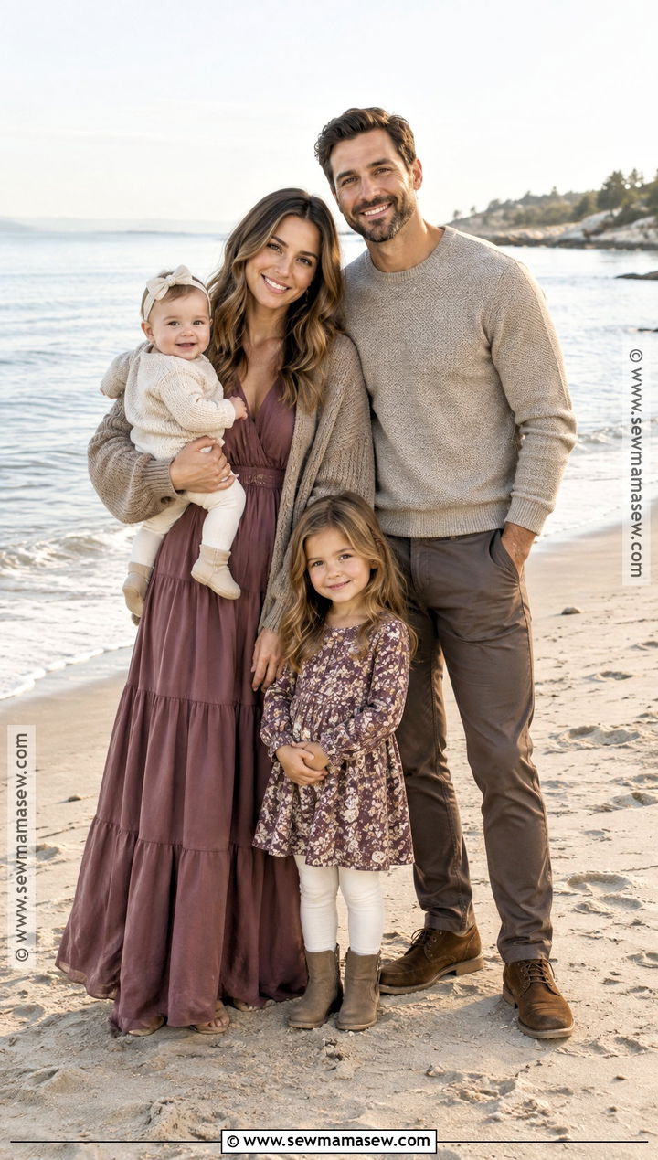 Plum And Taupe Fall Beach Family Photo Outfits - 20 fall beach family photos outfits