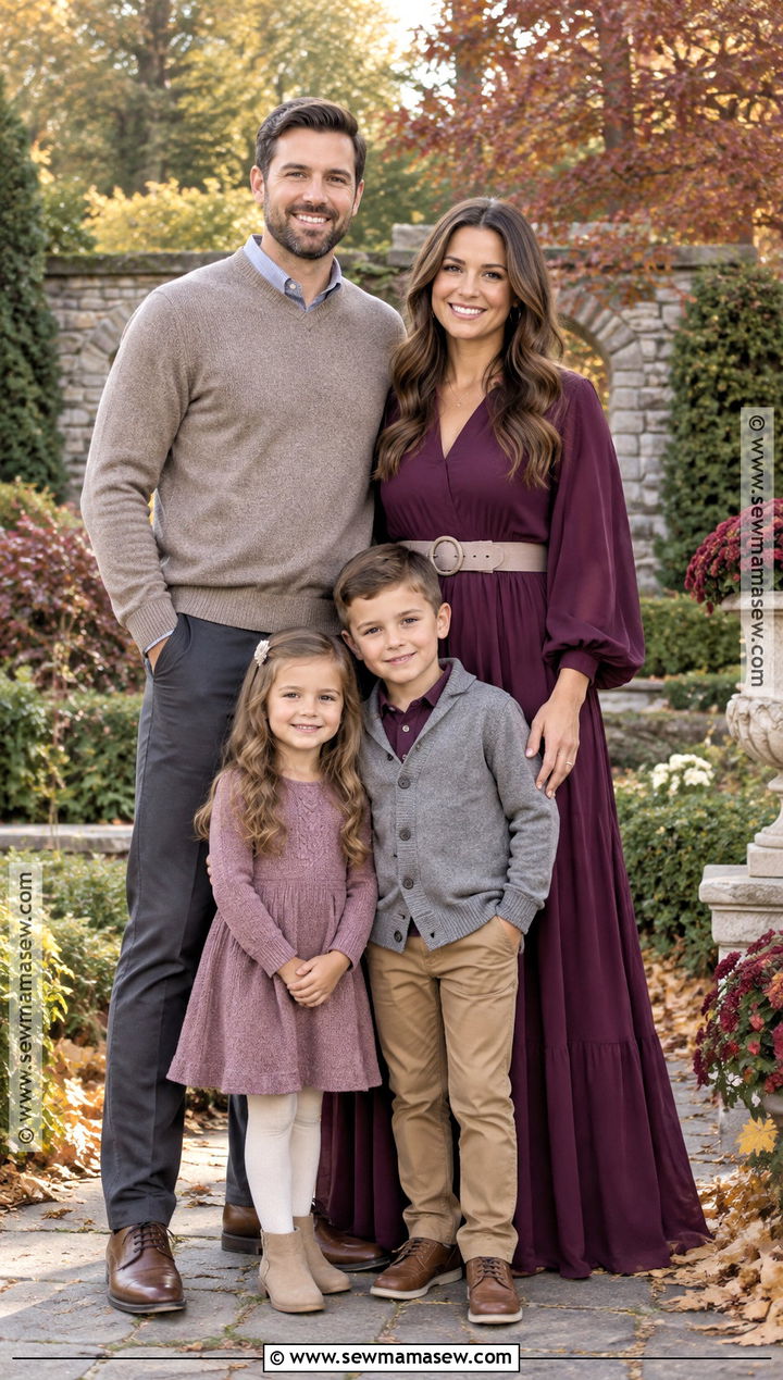 Plum And Taupe Fall Family Photo Outfits - 20 cute fall family photo outfits