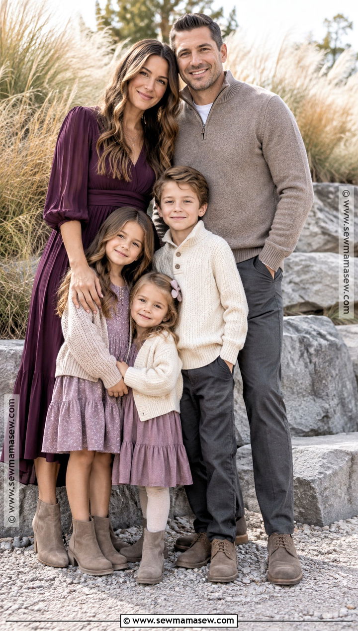 Plum And Taupe Fall Family Picture Outfit - 20 fall picture outfits for family