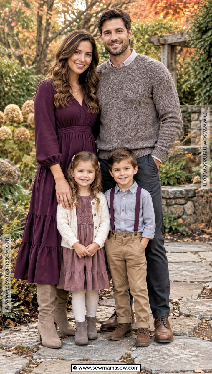 Plum And Taupe Fall Family Portrait Outfit - 20 fall portrait outfits for family