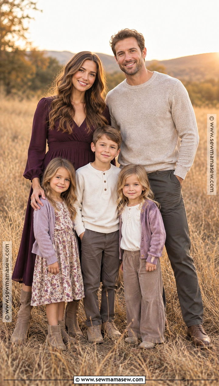 Plum And Taupe Fall Sunset Family Outfits - 15 fall sunset family pictures outfits