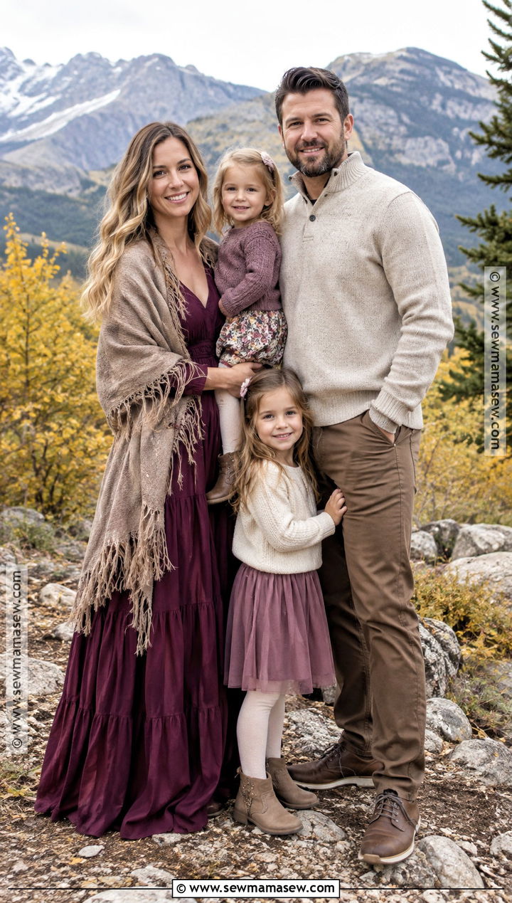 Plum And Taupe Mountain Family Photo Outfits - 15 family photo outfits fall mountains